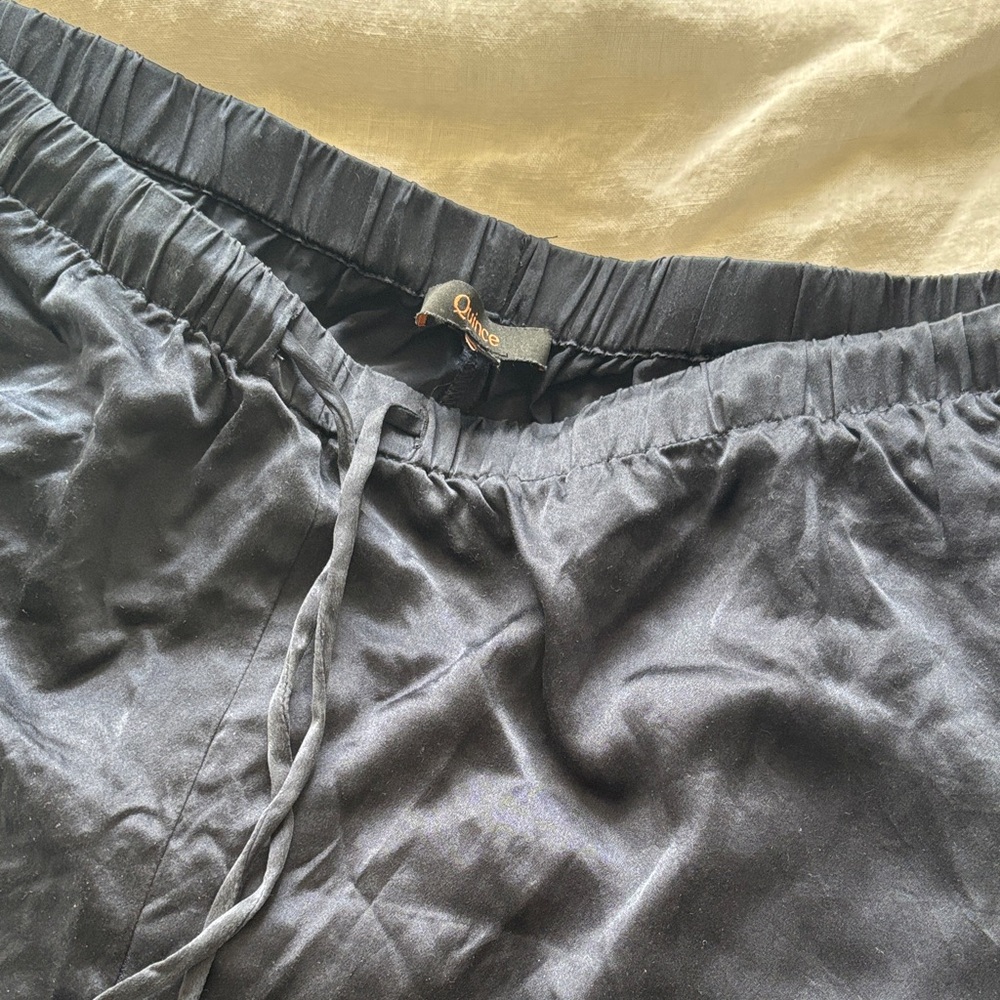 Quince navy silk Drawstring Pants